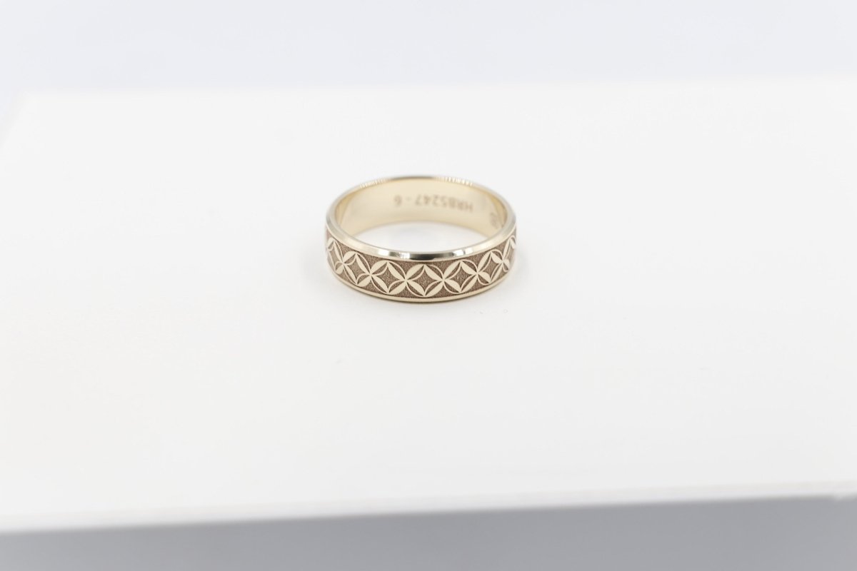 9ct Gold Solid Band with Island  Design mm HRB5247G