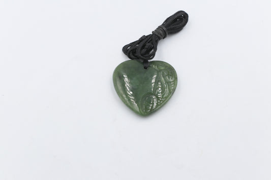 New Zealand Greenstone  engraved Heart HPHE30