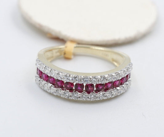 10K Gold Lab grown Diamond and Ruby Ring