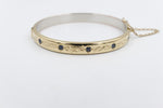 9ct Gold on Silver Bangle with sapphire