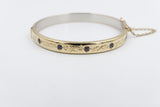 9ct Gold on Silver Bangle with sapphire