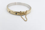 9ct Gold on Silver Bangle with sapphire