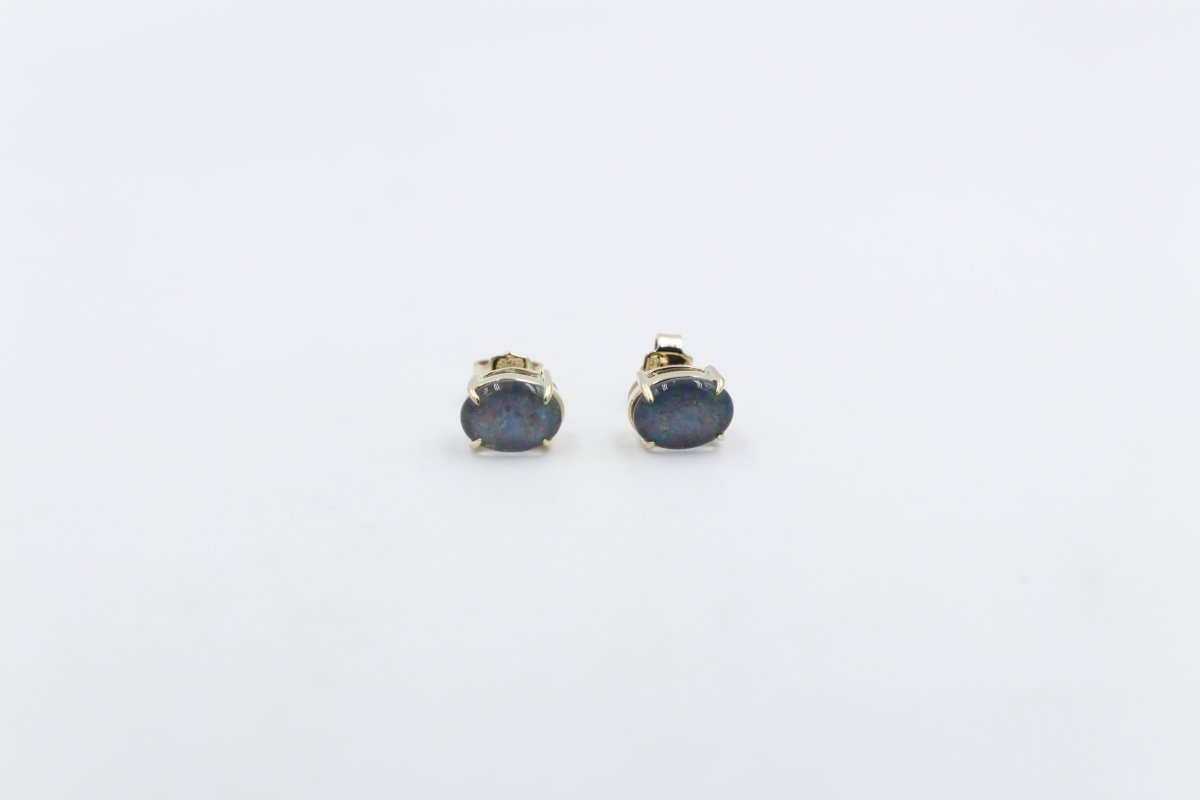9ct Gold Setting with Australian triplet Opal Earrings SJ688
