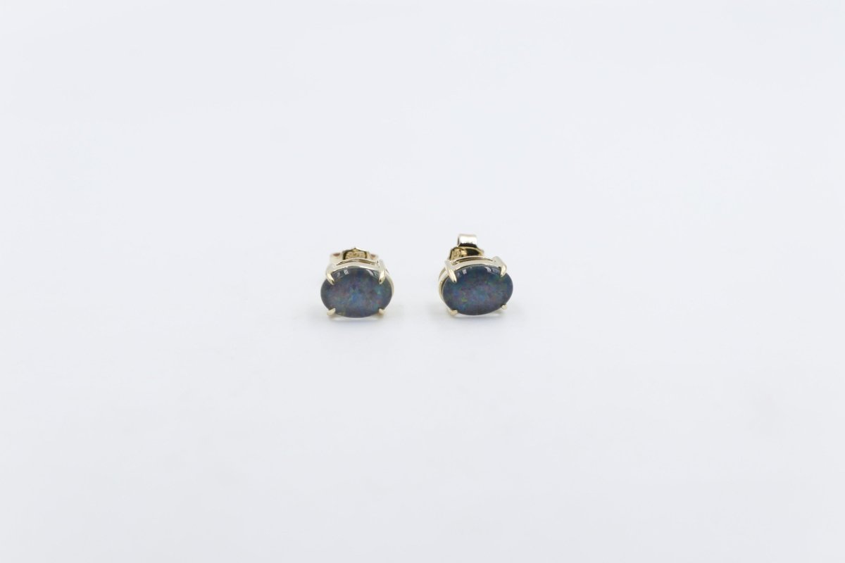 9ct Gold Setting with Australian triplet Opal Earrings SJ688