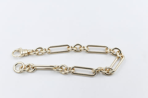 9ct Gold Handmade wire Oval & Paperlink Bracelet 9B1019