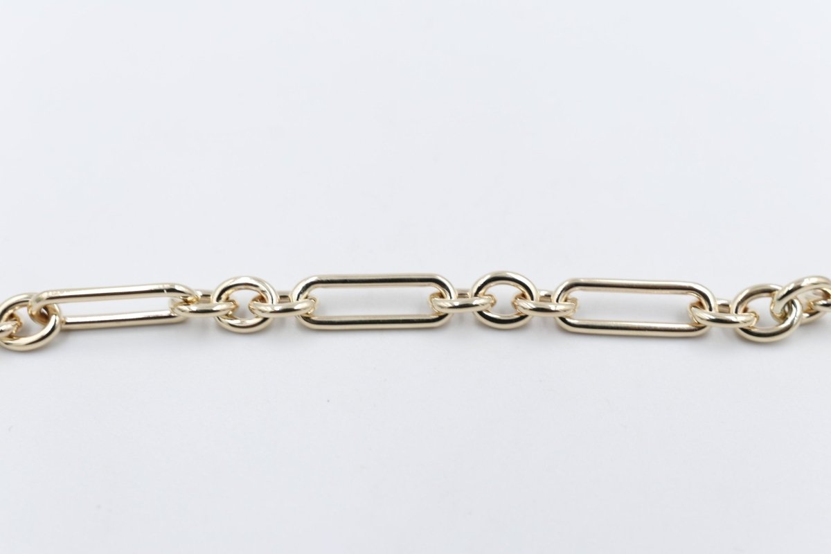 9ct Gold Handmade wire Oval & Paperlink Bracelet 9B1019