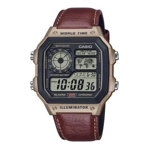 Casio Classic Digital Leather Watch - AE1200WHL-5A