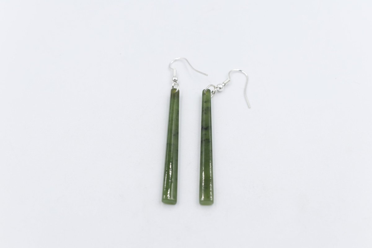 NZ Greenstone Drop slim Earrings