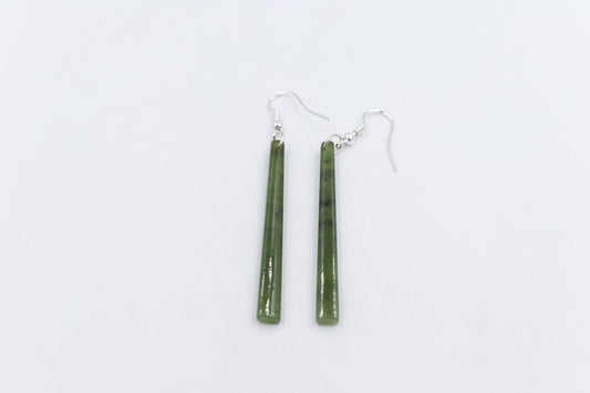 NZ Greenstone Drop slim Earrings