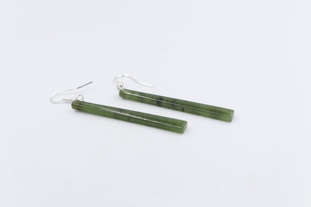 NZ Greenstone Drop slim Earrings
