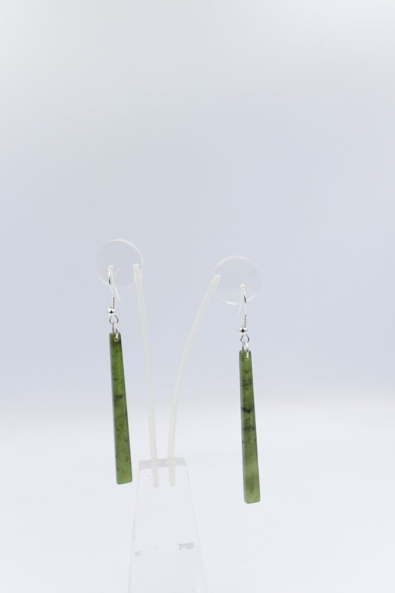 NZ Greenstone Drop slim Earrings