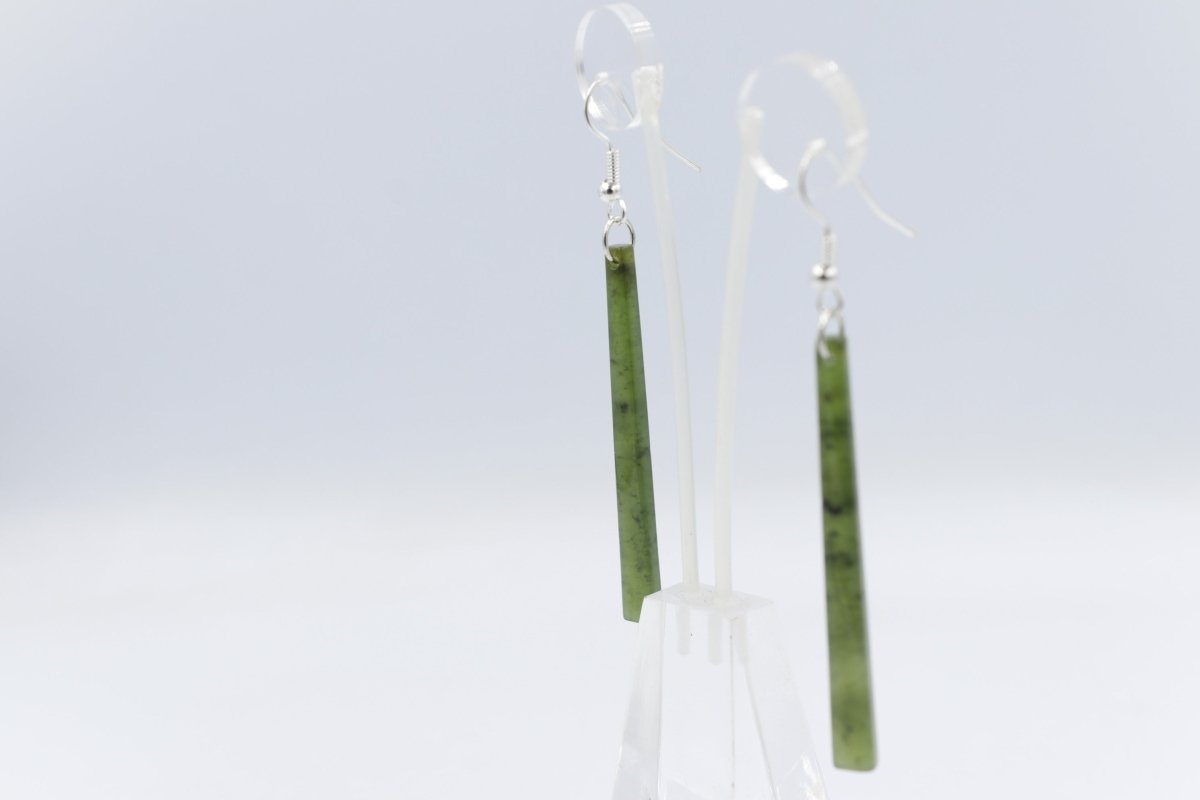 NZ Greenstone Drop slim Earrings