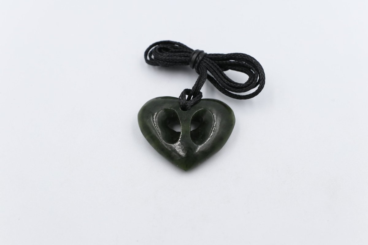 New Zealand Greenstone Cross Heart