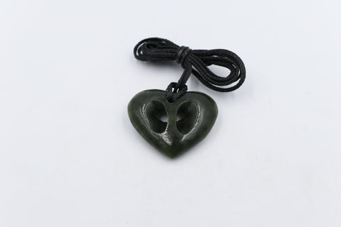 New Zealand Greenstone Cross Heart