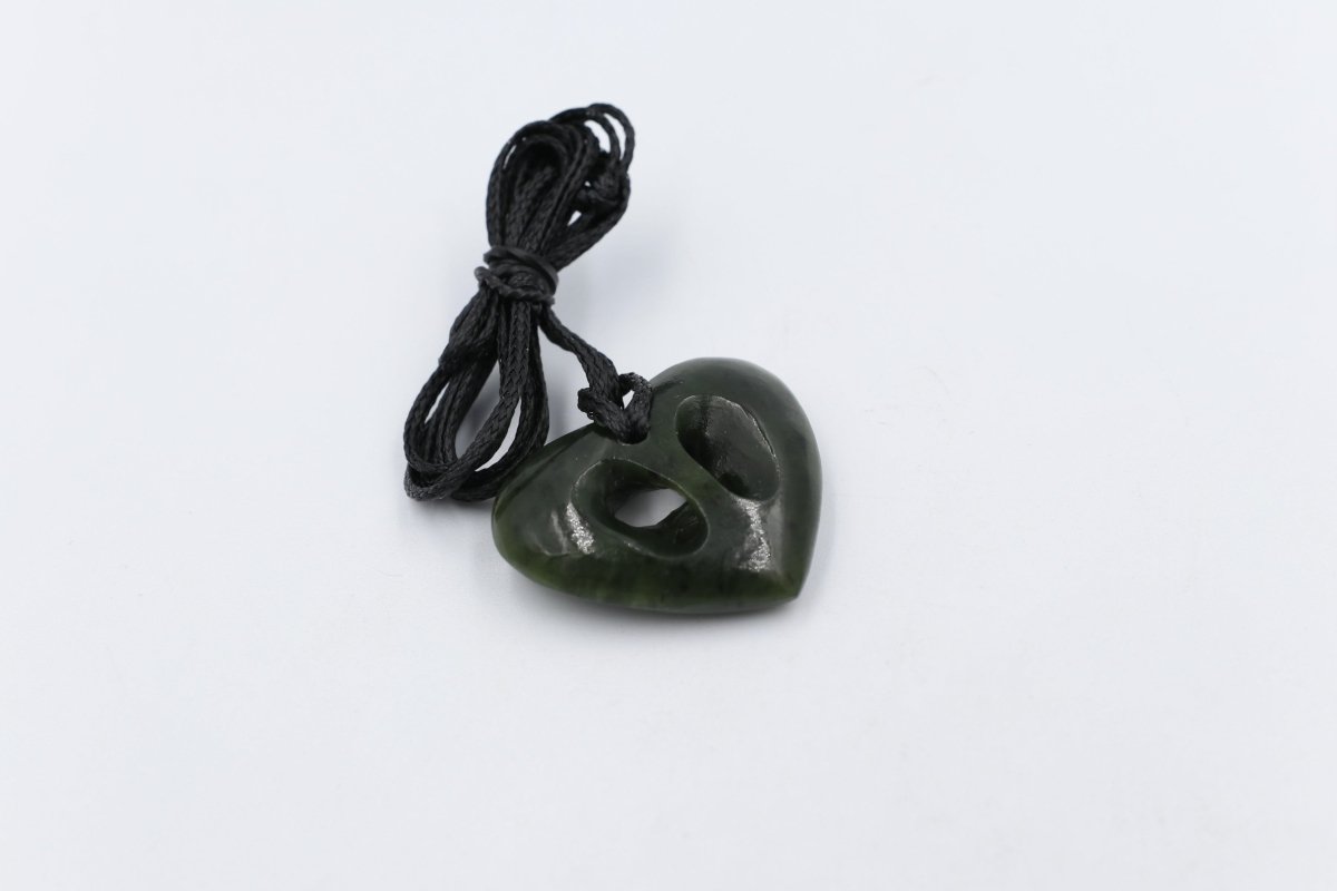 New Zealand Greenstone Cross Heart
