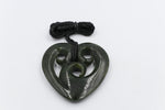 New zealand Greenstone Heart with Triple Koru