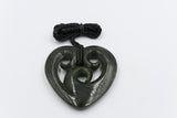 New zealand Greenstone Heart with Triple Koru