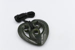 New zealand Greenstone Heart with Triple Koru