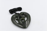 New zealand Greenstone Heart with Triple Koru