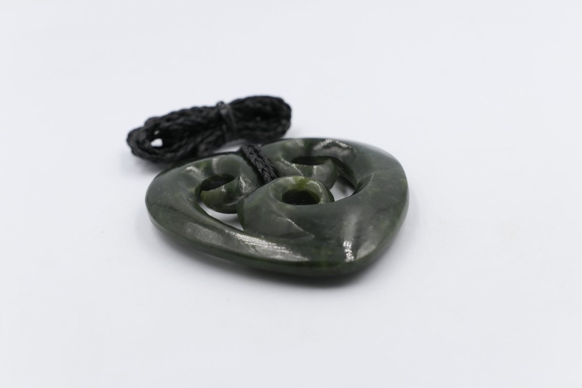 New zealand Greenstone Heart with Triple Koru