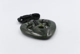 New zealand Greenstone Heart with Triple Koru