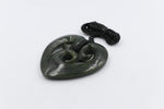 New zealand Greenstone Heart with Triple Koru