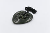 New zealand Greenstone Heart with Triple Koru