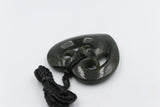 New zealand Greenstone Heart with Triple Koru