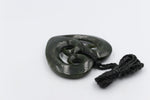 New zealand Greenstone Heart with Triple Koru