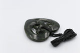 New zealand Greenstone Heart with Triple Koru