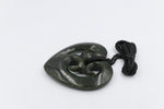 New zealand Greenstone Heart with Triple Koru