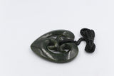 New zealand Greenstone Heart with Triple Koru