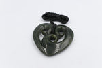 New zealand Greenstone Heart with Triple Koru