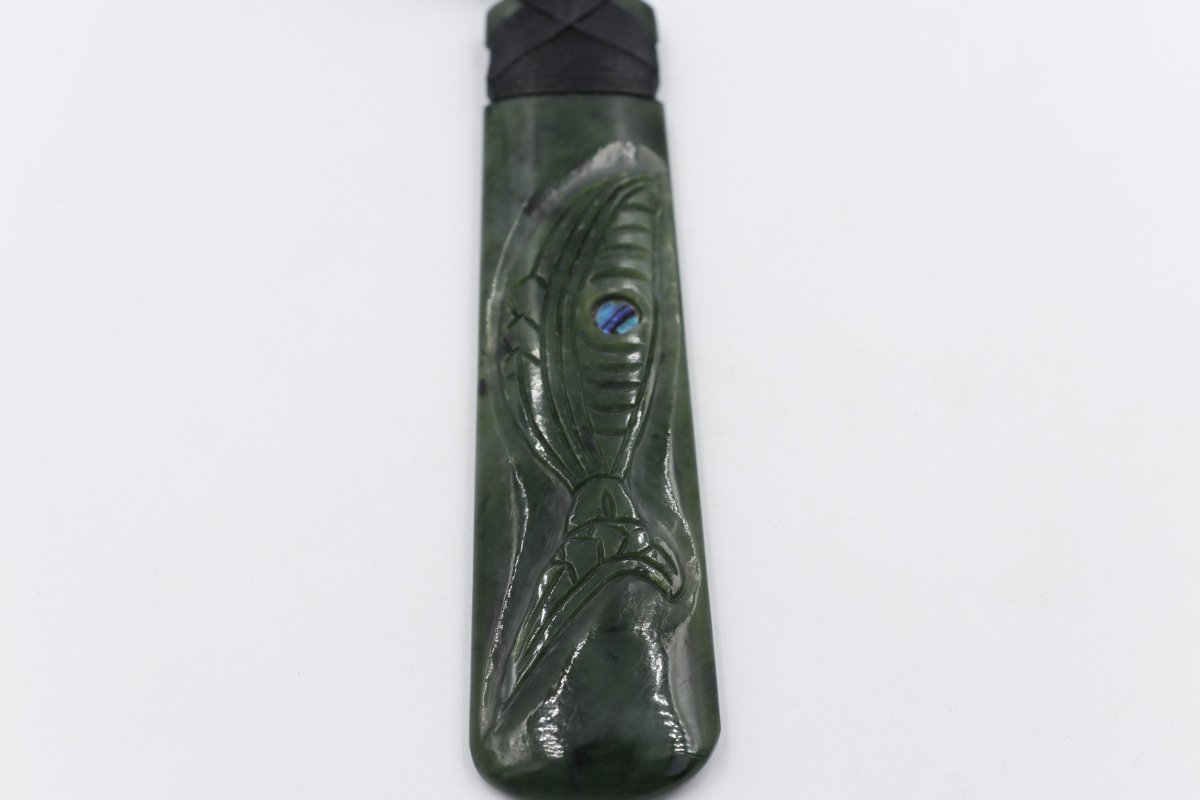New Zealand Greenstone Toki with Whale Engraved