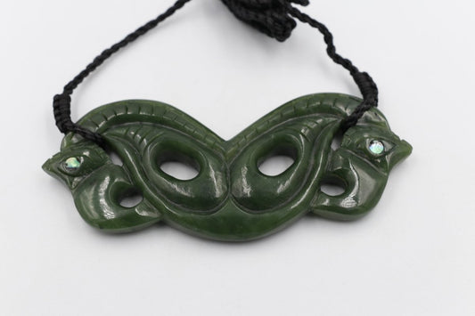 New Zealand Greenstone Double Manaia