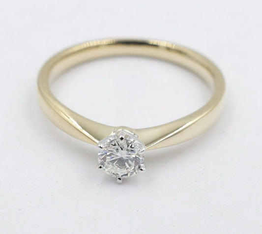 9ct Gold with White Gold Claws 0.37ct Solitaire Ring SYR8151