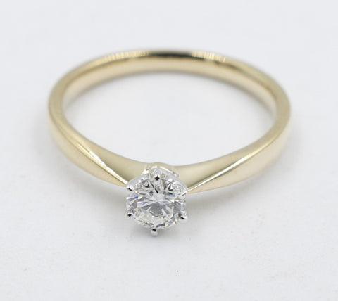 9ct Gold with White Gold Claws 0.37ct Solitaire Ring SYR8151
