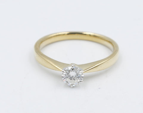 9ct Gold with White Gold Claws 0.43ct Solitaire Ring SYR8151
