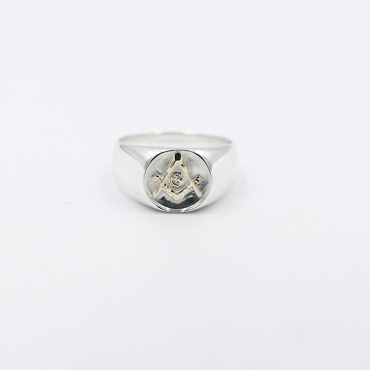 Stg Silver Mens Masonic Ring with 9ct Gold Logo SYR8322