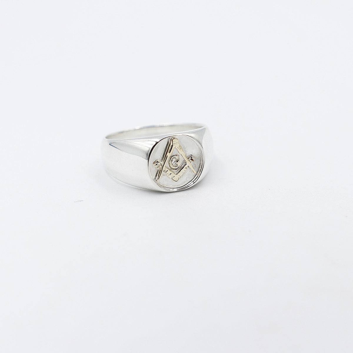 Stg Silver Mens Masonic Ring with 9ct Gold Logo SYR8322