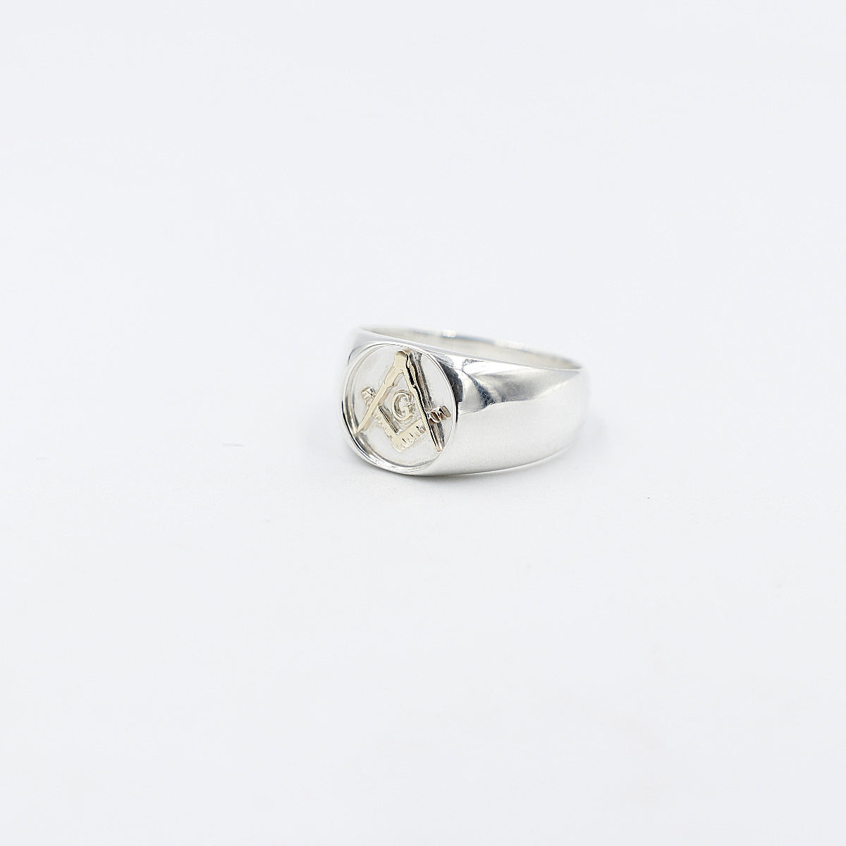 Stg Silver Mens Masonic Ring with 9ct Gold Logo SYR8322