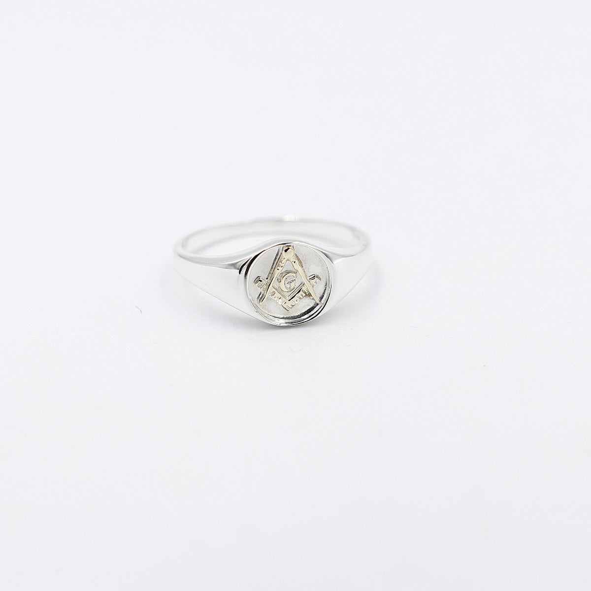 Stg Silver Mens Masonic Ring with 9ct Gold Logo SYR8321