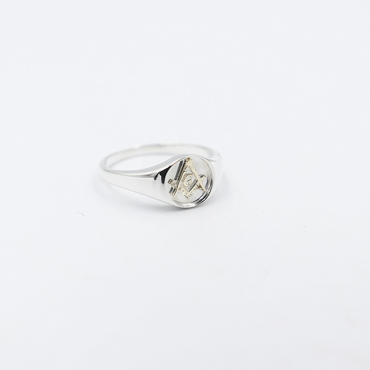 Stg Silver Mens Masonic Ring with 9ct Gold Logo SYR8321