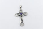 Stg Silver Heavy Cross with Amethyst