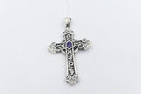 Stg Silver Heavy Cross with Amethyst