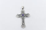 Stg Silver Heavy Cross with Amethyst