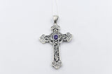 Stg Silver Heavy Cross with Amethyst