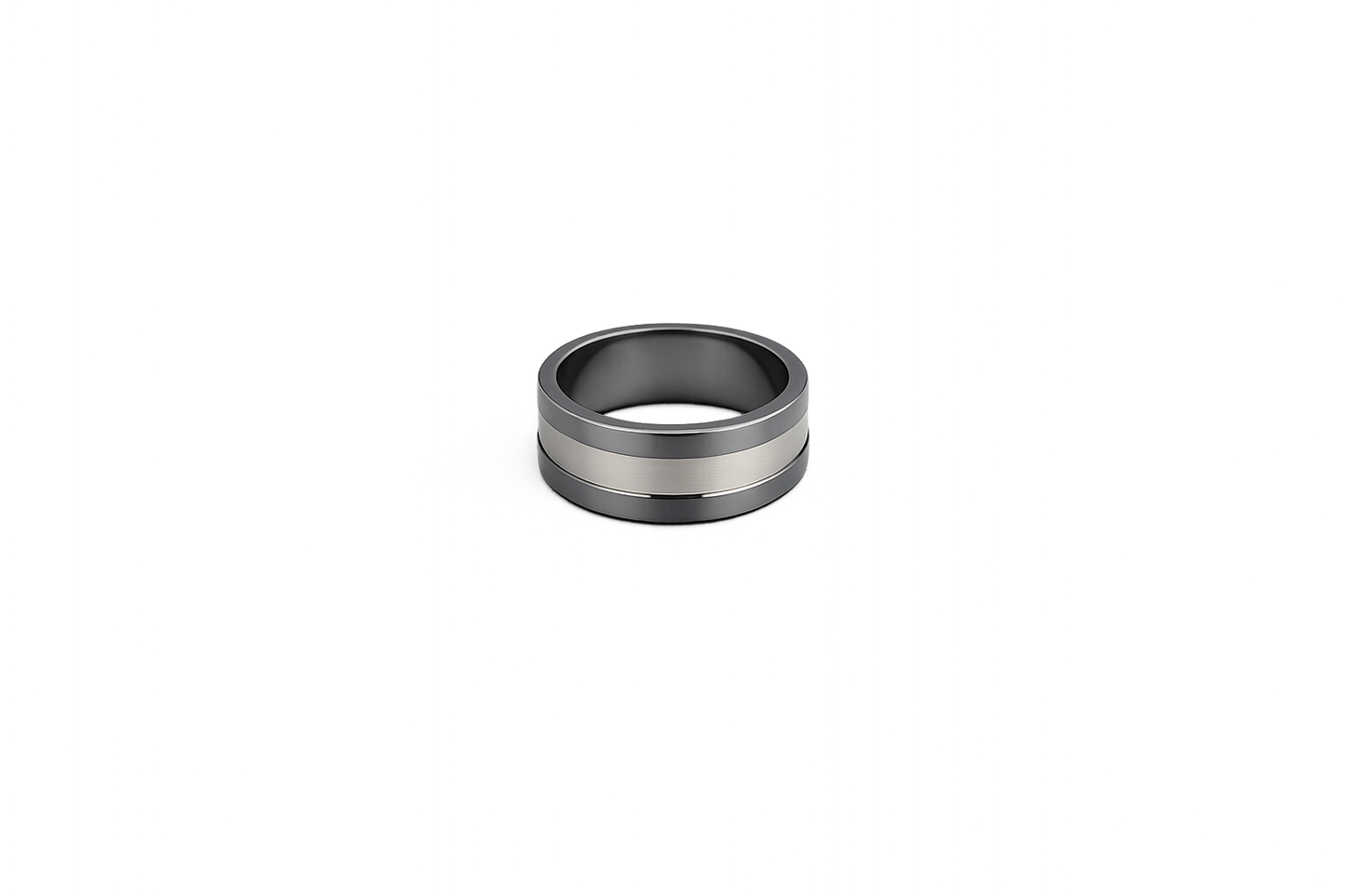 Tantatlum Ring with 18ct White Gold Inlay