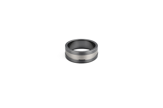 Tantatlum Ring with 18ct White Gold Inlay