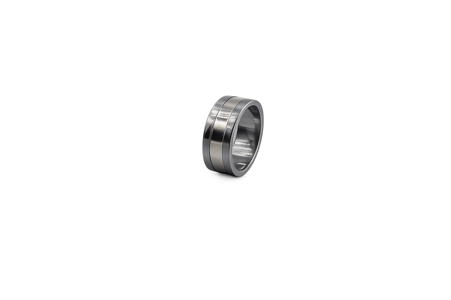 Tantatlum Ring with 18ct White Gold Inlay